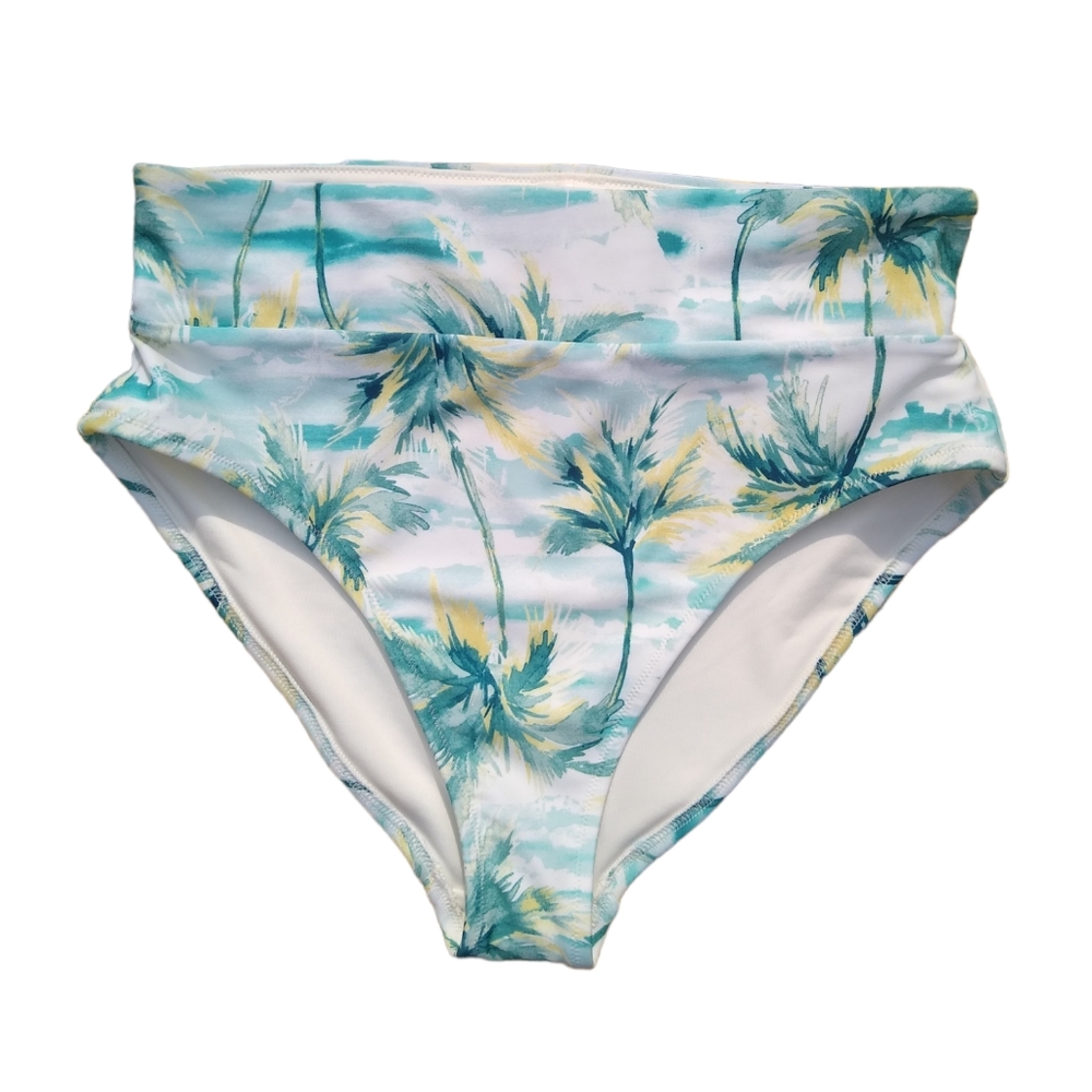 NWT Old Navy Tropical Palm tree Beach High Waist Bikini Bottoms Size S Small